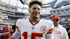 Patrick Mahomes of the Kansas City Chiefs celebrates a win - back him for another on Sunday